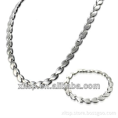 TT280 Fashion Heart Titanium Magnetic Necklace Set; leaf necklace set